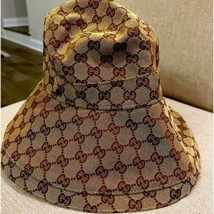 Gucci Bucket Hat Canvas Wide Brim.